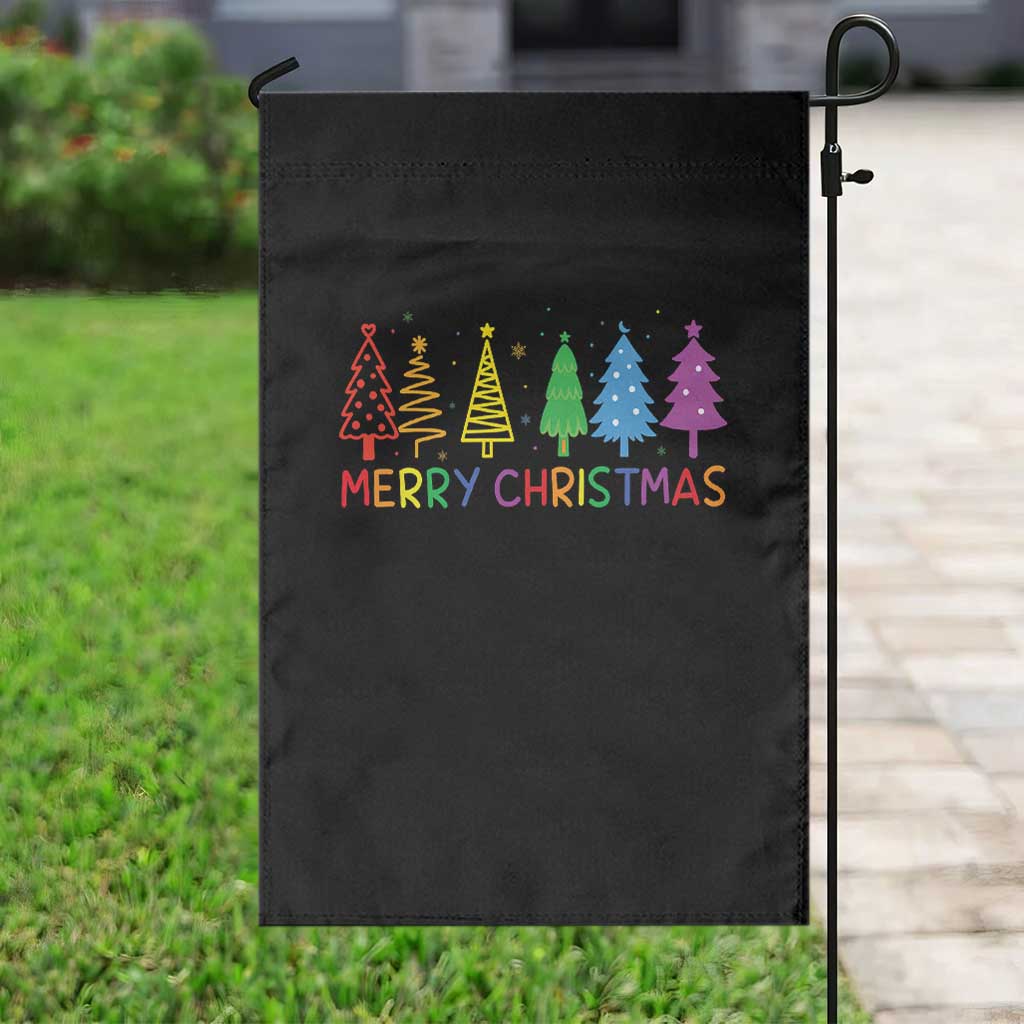 Colorful Rainbow Christmas Trees Garden Flag Merry Xmas Fun Festive Holiday Pride Gift - Wonder Print Shop