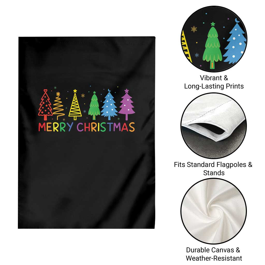 Colorful Rainbow Christmas Trees Garden Flag Merry Xmas Fun Festive Holiday Pride Gift - Wonder Print Shop