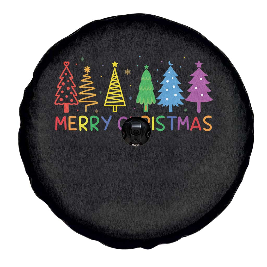 Colorful Rainbow Christmas Trees Spare Tire Cover Merry Xmas Fun Festive Holiday Pride Gift - Wonder Print Shop