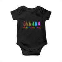 Colorful Rainbow Christmas Trees Baby Onesie Merry Xmas Fun Festive Holiday Pride Gift - Wonder Print Shop