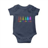 Colorful Rainbow Christmas Trees Baby Onesie Merry Xmas Fun Festive Holiday Pride Gift - Wonder Print Shop
