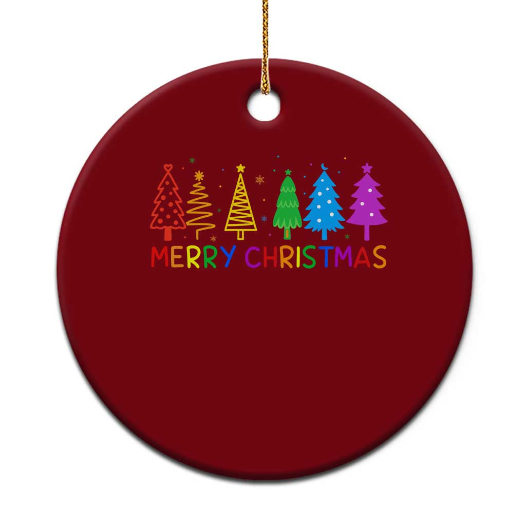 Colorful Rainbow Christmas Trees Ceramic Ornament Merry Xmas Fun Festive Holiday Pride Gift - Wonder Print Shop
