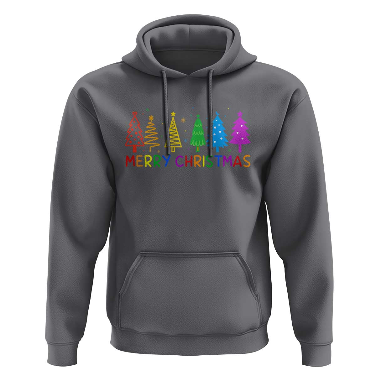 Colorful Rainbow Christmas Trees Hoodie Merry Xmas Fun Festive Holiday Pride Gift - Wonder Print Shop