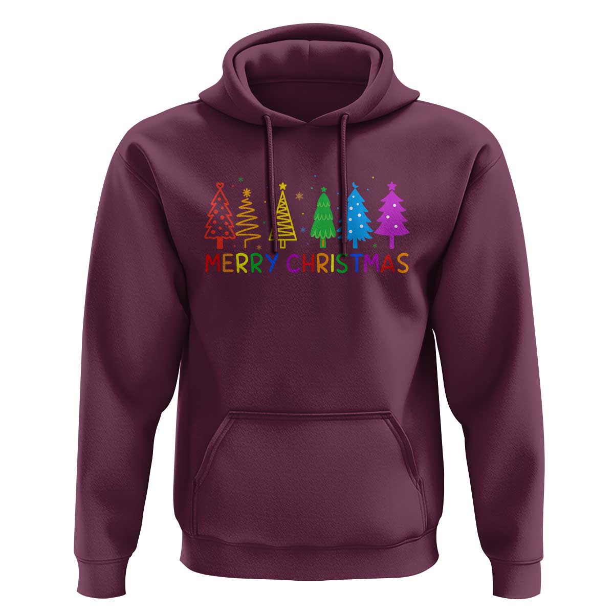 Colorful Rainbow Christmas Trees Hoodie Merry Xmas Fun Festive Holiday Pride Gift - Wonder Print Shop