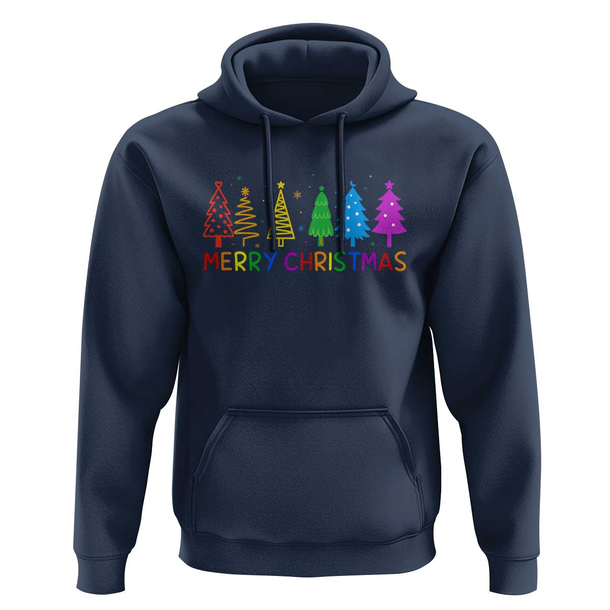 Colorful Rainbow Christmas Trees Hoodie Merry Xmas Fun Festive Holiday Pride Gift - Wonder Print Shop