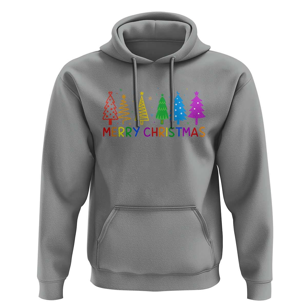 Colorful Rainbow Christmas Trees Hoodie Merry Xmas Fun Festive Holiday Pride Gift - Wonder Print Shop