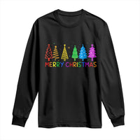 Colorful Rainbow Christmas Trees Long Sleeve Shirt Merry Xmas Fun Festive Holiday Pride Gift - Wonder Print Shop