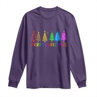 Colorful Rainbow Christmas Trees Long Sleeve Shirt Merry Xmas Fun Festive Holiday Pride Gift - Wonder Print Shop