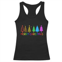 Colorful Rainbow Christmas Trees Racerback Tank Top Merry Xmas Fun Festive Holiday Pride Gift - Wonder Print Shop