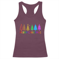 Colorful Rainbow Christmas Trees Racerback Tank Top Merry Xmas Fun Festive Holiday Pride Gift - Wonder Print Shop