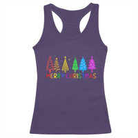 Colorful Rainbow Christmas Trees Racerback Tank Top Merry Xmas Fun Festive Holiday Pride Gift - Wonder Print Shop