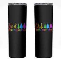 Colorful Rainbow Christmas Trees Skinny Tumbler Merry Xmas Fun Festive Holiday Pride Gift - Wonder Print Shop