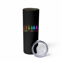 Colorful Rainbow Christmas Trees Skinny Tumbler Merry Xmas Fun Festive Holiday Pride Gift - Wonder Print Shop
