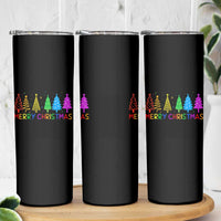 Colorful Rainbow Christmas Trees Skinny Tumbler Merry Xmas Fun Festive Holiday Pride Gift - Wonder Print Shop