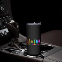 Colorful Rainbow Christmas Trees Skinny Tumbler Merry Xmas Fun Festive Holiday Pride Gift - Wonder Print Shop