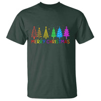 Colorful Rainbow Christmas Trees T Shirt Merry Xmas Fun Festive Holiday Pride Gift - Wonder Print Shop