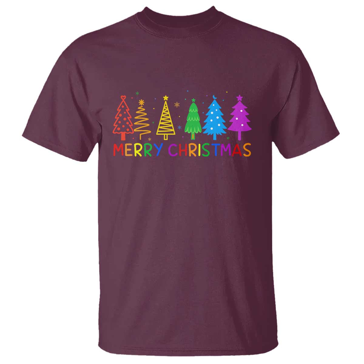 Colorful Rainbow Christmas Trees T Shirt Merry Xmas Fun Festive Holiday Pride Gift - Wonder Print Shop