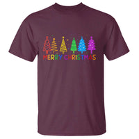 Colorful Rainbow Christmas Trees T Shirt Merry Xmas Fun Festive Holiday Pride Gift - Wonder Print Shop