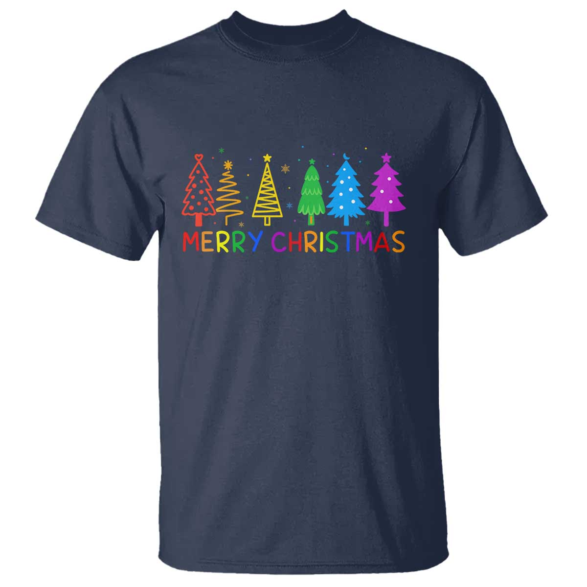 Colorful Rainbow Christmas Trees T Shirt Merry Xmas Fun Festive Holiday Pride Gift - Wonder Print Shop