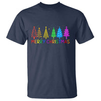 Colorful Rainbow Christmas Trees T Shirt Merry Xmas Fun Festive Holiday Pride Gift - Wonder Print Shop