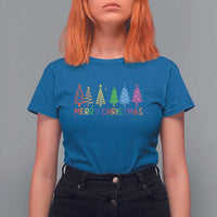 Colorful Rainbow Christmas Trees T Shirt For Women Merry Xmas Fun Festive Holiday Pride Gift - Wonder Print Shop