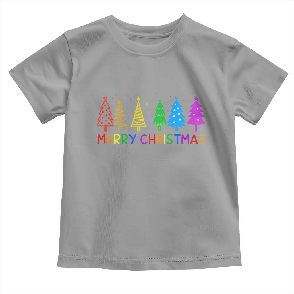 Colorful Rainbow Christmas Trees Toddler T Shirt Merry Xmas Fun Festive Holiday Pride Gift - Wonder Print Shop