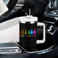 Colorful Rainbow Christmas Trees Tumbler With Handle Merry Xmas Fun Festive Holiday Pride Gift - Wonder Print Shop