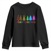 Colorful Rainbow Christmas Trees Youth Sweatshirt Merry Xmas Fun Festive Holiday Pride Gift - Wonder Print Shop