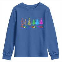 Colorful Rainbow Christmas Trees Youth Sweatshirt Merry Xmas Fun Festive Holiday Pride Gift - Wonder Print Shop