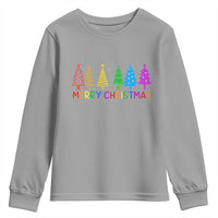 Colorful Rainbow Christmas Trees Youth Sweatshirt Merry Xmas Fun Festive Holiday Pride Gift - Wonder Print Shop