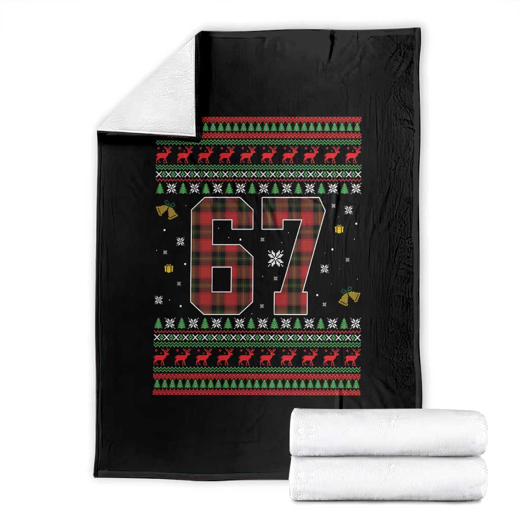 67 Christmas Red Plaid Throw Blanket Funny Six Seven Meme Holiday Vibes Graphic - Wonder Print Shop