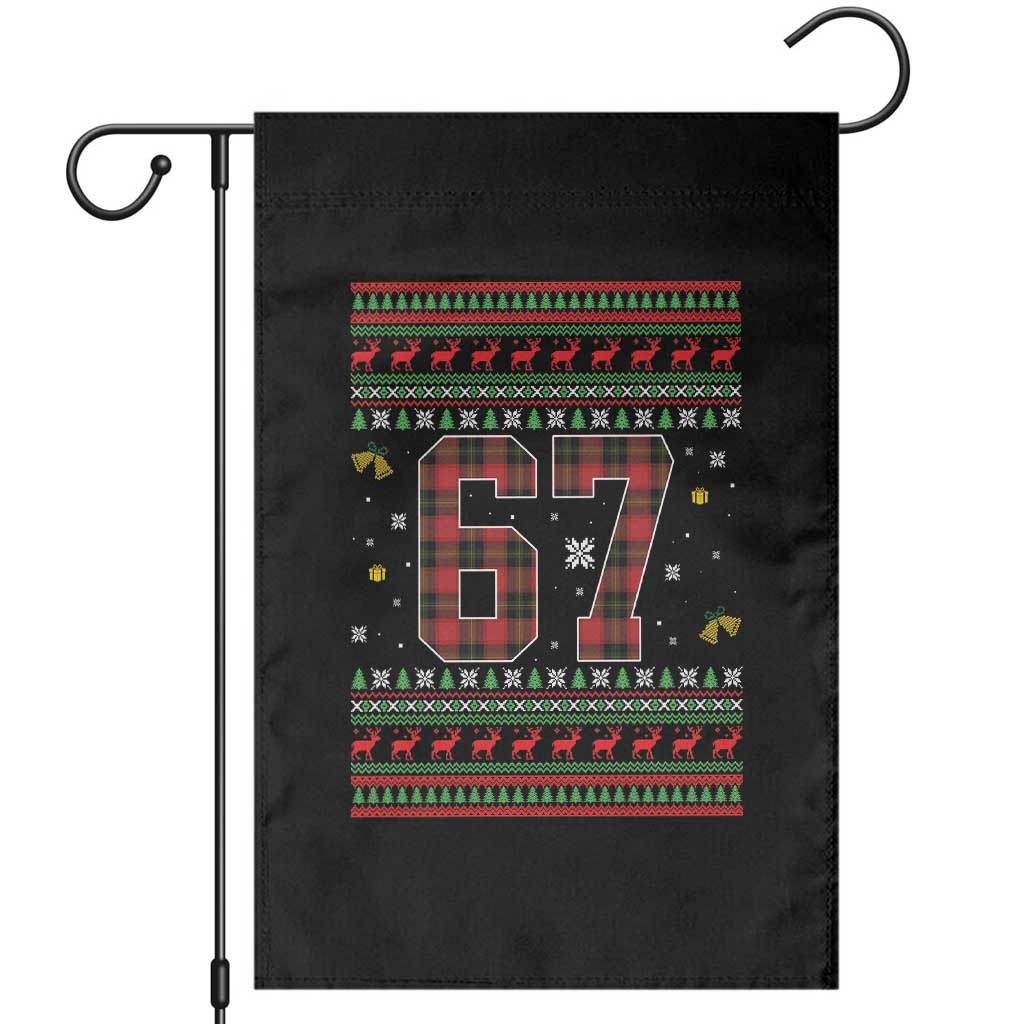 67 Christmas Red Plaid Garden Flag Funny Six Seven Meme Holiday Vibes Graphic - Wonder Print Shop