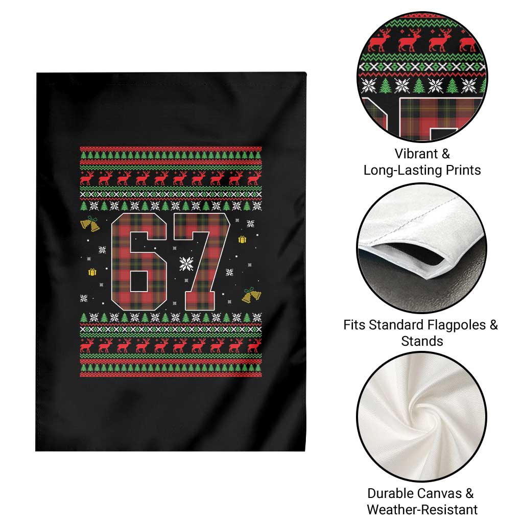 67 Christmas Red Plaid Garden Flag Funny Six Seven Meme Holiday Vibes Graphic - Wonder Print Shop