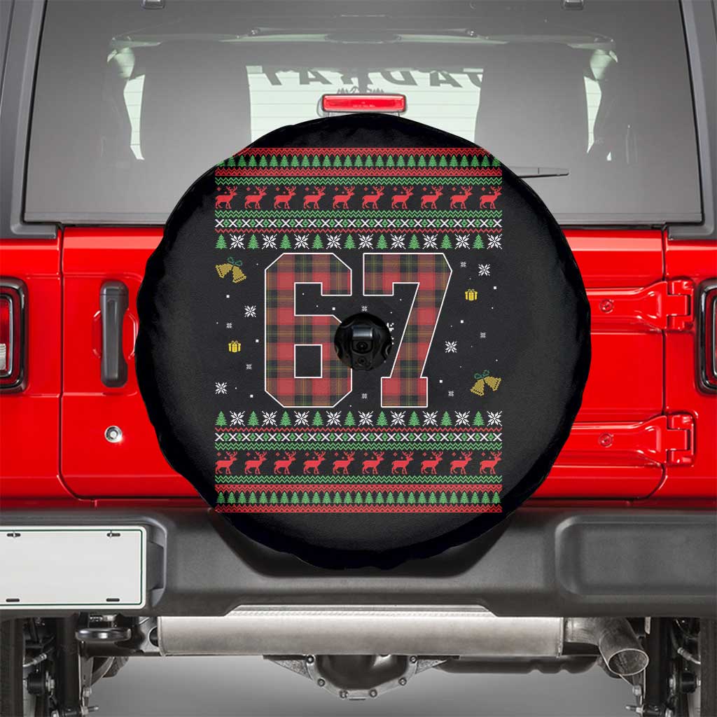 67 Christmas Red Plaid Spare Tire Cover Funny Six Seven Meme Holiday Vibes Graphic - Wonder Print Shop
