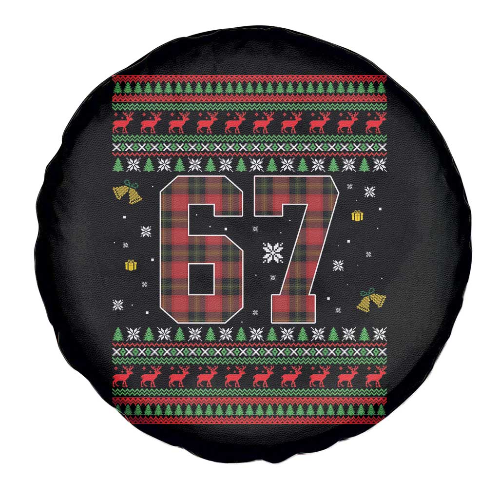 67 Christmas Red Plaid Spare Tire Cover Funny Six Seven Meme Holiday Vibes Graphic - Wonder Print Shop