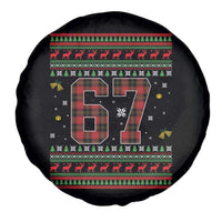 67 Christmas Red Plaid Spare Tire Cover Funny Six Seven Meme Holiday Vibes Graphic - Wonder Print Shop
