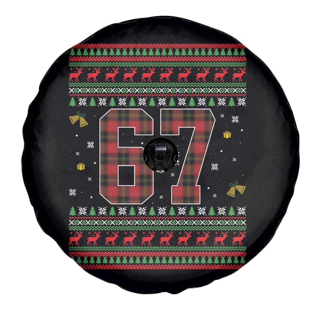 67 Christmas Red Plaid Spare Tire Cover Funny Six Seven Meme Holiday Vibes Graphic - Wonder Print Shop