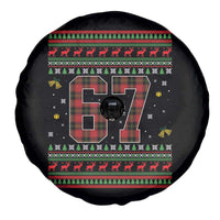 67 Christmas Red Plaid Spare Tire Cover Funny Six Seven Meme Holiday Vibes Graphic - Wonder Print Shop