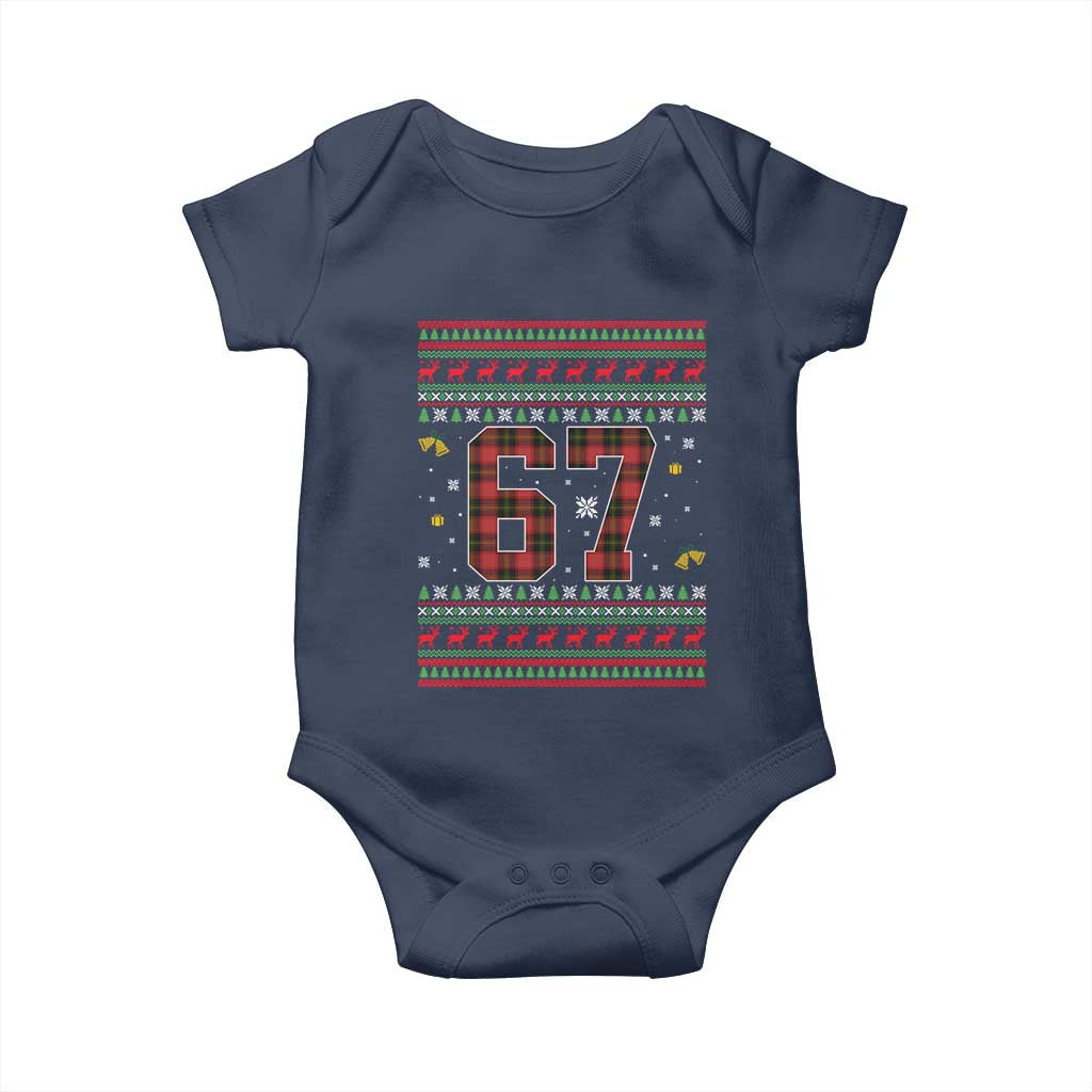67 Christmas Red Plaid Baby Onesie Funny Six Seven Meme Holiday Vibes Graphic - Wonder Print Shop