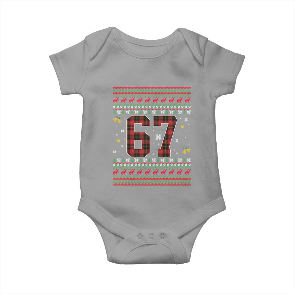 67 Christmas Red Plaid Baby Onesie Funny Six Seven Meme Holiday Vibes Graphic - Wonder Print Shop
