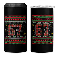 67 Christmas Red Plaid 4 in 1 Can Cooler Tumbler Funny Six Seven Meme Holiday Vibes Graphic - Wonder Print Shop