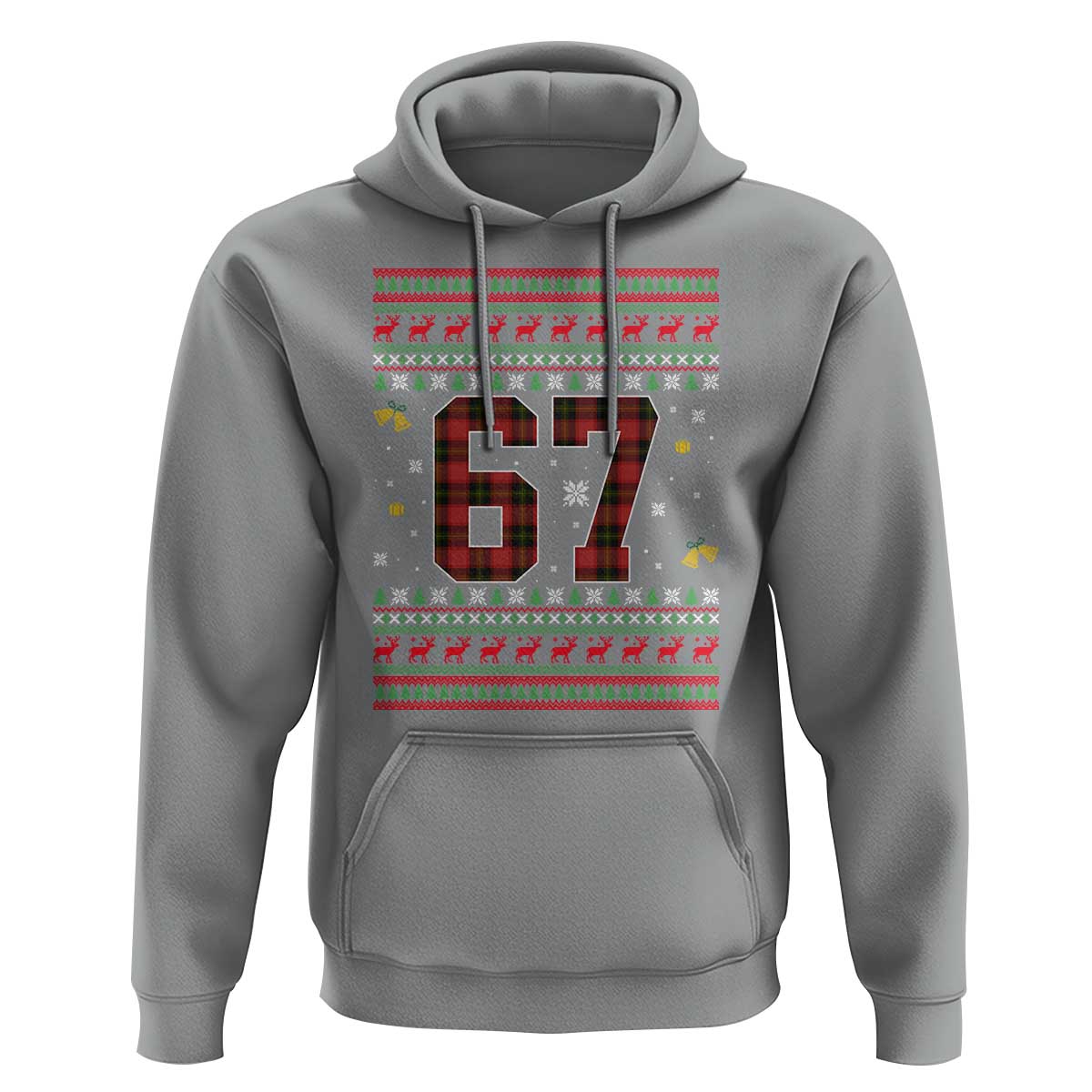 67 Christmas Red Plaid Hoodie Funny Six Seven Meme Holiday Vibes Graphic - Wonder Print Shop