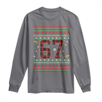 67 Christmas Red Plaid Long Sleeve Shirt Funny Six Seven Meme Holiday Vibes Graphic - Wonder Print Shop