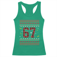 67 Christmas Red Plaid Racerback Tank Top Funny Six Seven Meme Holiday Vibes Graphic - Wonder Print Shop