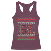 67 Christmas Red Plaid Racerback Tank Top Funny Six Seven Meme Holiday Vibes Graphic - Wonder Print Shop