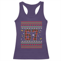 67 Christmas Red Plaid Racerback Tank Top Funny Six Seven Meme Holiday Vibes Graphic - Wonder Print Shop