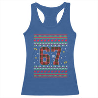 67 Christmas Red Plaid Racerback Tank Top Funny Six Seven Meme Holiday Vibes Graphic - Wonder Print Shop