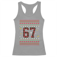 67 Christmas Red Plaid Racerback Tank Top Funny Six Seven Meme Holiday Vibes Graphic - Wonder Print Shop