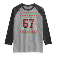 67 Christmas Red Plaid Raglan Shirt Funny Six Seven Meme Holiday Vibes Graphic - Wonder Print Shop