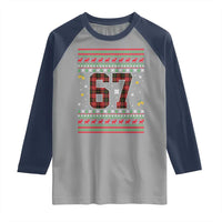 67 Christmas Red Plaid Raglan Shirt Funny Six Seven Meme Holiday Vibes Graphic - Wonder Print Shop